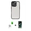 MARSİLYAN™- iPhone 16 Pro Max Kılıf Ahenk Çizgi Serisi - Siyah 360 Mat Full Body Arka Koruyucu + Raze Metal Kamera Lens - BZ