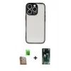 MARSİLYAN™- iPhone 16 Pro Max Kılıf Ahenk Çizgi Serisi - Siyah 360 Mat Full Body Arka Koruyucu + Raze Metal Kamera Lens - CLTM