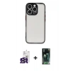 MARSİLYAN™- iPhone 16 Pro Max Kılıf Ahenk Çizgi Serisi - Siyah 360 Mat Full Body Arka Koruyucu + Bilvis Titan Kamera Lens - SH