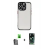 MARSİLYAN™- iPhone 16 Pro Max Kılıf Ahenk Çizgi Serisi - Siyah 360 Mat Full Body Arka Koruyucu + Raze Metal Kamera Lens - SH