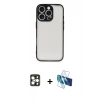 MARSİLYAN™- iPhone 16 Pro Max Kılıf Ahenk Çizgi Serisi - Siyah 3D Antistatik Cam Ekran Koruyucu + PVD Metal Kamera Lens - GD