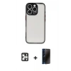 MARSİLYAN™- iPhone 16 Pro Max Kılıf Ahenk Çizgi Serisi - Siyah 3D Antistatik Hayalet Cam Ekran Koruyucu + PVD Metal Kamera Lens - GS
