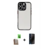 MARSİLYAN™- iPhone 16 Pro Max Kılıf Ahenk Çizgi Serisi - Siyah 3D Antistatik Hayalet Cam Ekran Koruyucu + Raze Metal Kamera Lens - CLTM