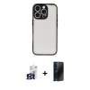 MARSİLYAN™- iPhone 16 Pro Max Kılıf Ahenk Çizgi Serisi - Siyah 3D Antistatik Hayalet Cam Ekran Koruyucu + Bilvis Titan Kamera Lens - TMGI