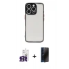 MARSİLYAN™- iPhone 16 Pro Max Kılıf Ahenk Çizgi Serisi - Siyah 3D Antistatik Hayalet Cam Ekran Koruyucu + Bilvis Titan Kamera Lens - SH