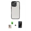 MARSİLYAN™- iPhone 16 Pro Max Kılıf Ahenk Çizgi Serisi - Siyah 3D Antistatik Hayalet Cam Ekran Koruyucu + Raze Metal Kamera Lens - NLGY