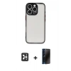 MARSİLYAN™- iPhone 16 Pro Max Kılıf Ahenk Çizgi Serisi - Siyah 3D Antistatik Hayalet Cam Ekran Koruyucu + PVD Metal Kamera Lens - SH