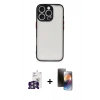 MARSİLYAN™- iPhone 16 Pro Max Kılıf Ahenk Çizgi Serisi - Siyah 3D Antistatik Mat Seramik Nano Ekran Koruyucu + Bilvis Titan Kamera Lens - GS