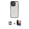 MARSİLYAN™- iPhone 16 Pro Max Kılıf Ahenk Çizgi Serisi - Siyah 3D Antistatik Mat Seramik Nano Ekran Koruyucu + PVD Metal Kamera Lens - GS