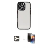 MARSİLYAN™- iPhone 16 Pro Max Kılıf Ahenk Çizgi Serisi - Siyah 3D Antistatik Mat Seramik Nano Ekran Koruyucu + PVD Metal Kamera Lens - GD
