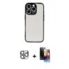 MARSİLYAN™- iPhone 16 Pro Max Kılıf Ahenk Çizgi Serisi - Siyah 3D Antistatik Mat Seramik Nano Ekran Koruyucu + Pers Alüminyum Kamera Lens - GI