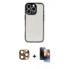 MARSİLYAN™- iPhone 16 Pro Max Kılıf Ahenk Çizgi Serisi - Siyah 3D Antistatik Mat Seramik Nano Ekran Koruyucu + Pers Alüminyum Kamera Lens - CLTM