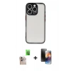 MARSİLYAN™- iPhone 16 Pro Max Kılıf Ahenk Çizgi Serisi - Siyah 3D Antistatik Mat Seramik Nano Ekran Koruyucu + Raze Metal Kamera Lens - NLGY
