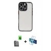 MARSİLYAN™- iPhone 16 Pro Max Kılıf Ahenk Çizgi Serisi - Siyah 3D Antistatik Seramik Nano Ekran Koruyucu + Raze Metal Kamera Lens - SH