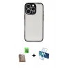 MARSİLYAN™- iPhone 16 Pro Max Kılıf Ahenk Çizgi Serisi - Siyah 3D Antistatik Seramik Nano Ekran Koruyucu + Raze Metal Kamera Lens - CLTM