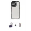 MARSİLYAN™- iPhone 16 Pro Max Kılıf Ahenk Çizgi Serisi - Siyah Bilvis 3D Cam Ekran Koruyucu + Bilvis Titan Kamera Lens - TMGI