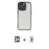 MARSİLYAN™- iPhone 16 Pro Max Kılıf Ahenk Çizgi Serisi - Siyah Bilvis 3D Cam Ekran Koruyucu + PVD Metal Kamera Lens - GS