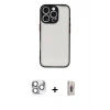 MARSİLYAN™- iPhone 16 Pro Max Kılıf Ahenk Çizgi Serisi - Siyah Bilvis 3D Cam Ekran Koruyucu + Pers Alüminyum Kamera Lens - GS