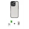 MARSİLYAN™- iPhone 16 Pro Max Kılıf Ahenk Çizgi Serisi - Siyah Bilvis 3D Cam Ekran Koruyucu + Raze Metal Kamera Lens - BZ
