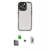 MARSİLYAN™- iPhone 16 Pro Max Kılıf Ahenk Çizgi Serisi - Siyah Bilvis 3D Cam Ekran Koruyucu + Raze Metal Kamera Lens - SH