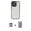 MARSİLYAN™- iPhone 16 Pro Max Kılıf Ahenk Çizgi Serisi - Siyah Bilvis 3D Mat Cam Ekran Koruyucu + PVD Metal Kamera Lens - GD