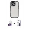 MARSİLYAN™- iPhone 16 Pro Max Kılıf Ahenk Çizgi Serisi - Siyah Bilvis 3X AR Hayalet Cam Ekran Koruyucu + Bilvis Titan Kamera Lens - SH
