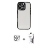 MARSİLYAN™- iPhone 16 Pro Max Kılıf Ahenk Çizgi Serisi - Siyah Bilvis 3X AR Hayalet Cam Ekran Koruyucu + Pers Alüminyum Kamera Lens - GS