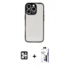 MARSİLYAN™- iPhone 16 Pro Max Kılıf Ahenk Çizgi Serisi - Siyah Bilvis 3X AR Hayalet Cam Ekran Koruyucu + PVD Metal Kamera Lens - GS