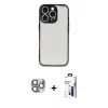 MARSİLYAN™- iPhone 16 Pro Max Kılıf Ahenk Çizgi Serisi - Siyah Bilvis 3X AR Hayalet Cam Ekran Koruyucu + Pers Alüminyum Kamera Lens - GI