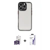 MARSİLYAN™- iPhone 16 Pro Max Kılıf Ahenk Çizgi Serisi - Siyah Bilvis 3X AR HD Cam Ekran Koruyucu + Bilvis Titan Kamera Lens - GS