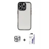 MARSİLYAN™- iPhone 16 Pro Max Kılıf Ahenk Çizgi Serisi - Siyah Bilvis 3X AR HD Cam Ekran Koruyucu + Pers Alüminyum Kamera Lens - GI