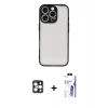 MARSİLYAN™- iPhone 16 Pro Max Kılıf Ahenk Çizgi Serisi - Siyah Bilvis 3X AR HD Cam Ekran Koruyucu + PVD Metal Kamera Lens - GD