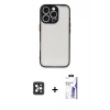 MARSİLYAN™- iPhone 16 Pro Max Kılıf Ahenk Çizgi Serisi - Siyah Bilvis 3X AR HD Cam Ekran Koruyucu + PVD Metal Kamera Lens - SH