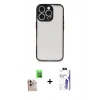 MARSİLYAN™- iPhone 16 Pro Max Kılıf Ahenk Çizgi Serisi - Siyah Bilvis 3X AR HD Cam Ekran Koruyucu + Raze Metal Kamera Lens - NLGY