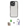 MARSİLYAN™- iPhone 16 Pro Max Kılıf Ahenk Çizgi Serisi - Siyah Bilvis 3X AR HD Cam Ekran Koruyucu + Raze Metal Kamera Lens - CLTM