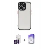 MARSİLYAN™- iPhone 16 Pro Max Kılıf Ahenk Çizgi Serisi - Siyah Bilvis 5in1 3D Magic Cam Ekran Koruyucu + Bilvis Titan Kamera Lens - GS