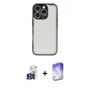 MARSİLYAN™- iPhone 16 Pro Max Kılıf Ahenk Çizgi Serisi - Siyah Bilvis 5in1 3D Magic Cam Ekran Koruyucu + Bilvis Titan Kamera Lens - TMGI