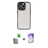 MARSİLYAN™- iPhone 16 Pro Max Kılıf Ahenk Çizgi Serisi - Siyah Bilvis 5in1 3D Magic Cam Ekran Koruyucu + Çöl Titanyum Raze Metal Kamera Lens