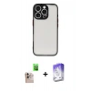 MARSİLYAN™- iPhone 16 Pro Max Kılıf Ahenk Çizgi Serisi - Siyah Bilvis 5in1 3D Magic Cam Ekran Koruyucu + Raze Metal Kamera Lens - NLGY