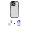 MARSİLYAN™- iPhone 16 Pro Max Kılıf Ahenk Çizgi Serisi - Siyah Bilvis 5in1 3D Magic Cam Ekran Koruyucu + Raze Metal Kamera Lens - BZ