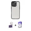 MARSİLYAN™- iPhone 16 Pro Max Kılıf Ahenk Çizgi Serisi - Siyah Bilvis 5in1 3D Magic Cam Ekran Koruyucu + Siyah Bilvis Titan Kamera Lens