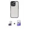 MARSİLYAN™- iPhone 16 Pro Max Kılıf Ahenk Çizgi Serisi - Siyah Bilvis 5in1 5D Magic Hayalet Cam Ekran Koruyucu + Titanyum Gri Bilvis Titan Kamera Lens