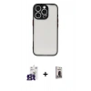 MARSİLYAN™- iPhone 16 Pro Max Kılıf Ahenk Çizgi Serisi - Siyah Bilvis Hayalet Cam Ekran Koruyucu + Bilvis Titan Kamera Lens - TMGI