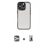 MARSİLYAN™- iPhone 16 Pro Max Kılıf Ahenk Çizgi Serisi - Siyah Bilvis Hayalet Cam Ekran Koruyucu + PVD Metal Kamera Lens - GD