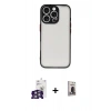 MARSİLYAN™- iPhone 16 Pro Max Kılıf Ahenk Çizgi Serisi - Siyah Bilvis Hayalet Cam Ekran Koruyucu + Gümüş Bilvis Titan Kamera Lens