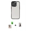 MARSİLYAN™- iPhone 16 Pro Max Kılıf Ahenk Çizgi Serisi - Siyah Bilvis Hayalet Cam Ekran Koruyucu + Raze Metal Kamera Lens - NLGY