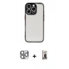 MARSİLYAN™- iPhone 16 Pro Max Kılıf Ahenk Çizgi Serisi - Siyah Bilvis Hayalet Cam Ekran Koruyucu + Pers Alüminyum Kamera Lens - GI