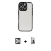MARSİLYAN™- iPhone 16 Pro Max Kılıf Ahenk Çizgi Serisi - Siyah Bilvis Hayalet Cam Ekran Koruyucu + PVD Metal Kamera Lens - GS