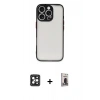 MARSİLYAN™- iPhone 16 Pro Max Kılıf Ahenk Çizgi Serisi - Siyah Bilvis Hayalet Cam Ekran Koruyucu + PVD Metal Kamera Lens - SH