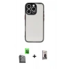 MARSİLYAN™- iPhone 16 Pro Max Kılıf Ahenk Çizgi Serisi - Siyah Bilvis Hayalet Cam Ekran Koruyucu + Raze Metal Kamera Lens - SH